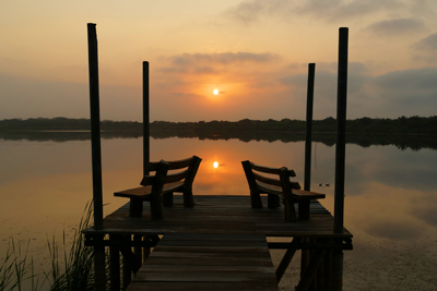 Soluppgång i naturreservatet Sanguaré vid karibiska kusten